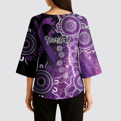 Australia Domestic Violence Support Personalised Kimono Sleeve Blouse Aboriginal Ribbon Dot Painting