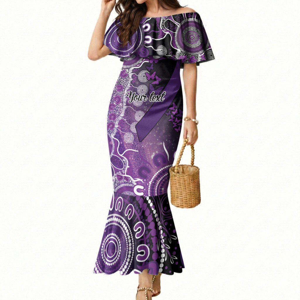 Australia Domestic Violence Support Personalised Mermaid Dress Aboriginal Ribbon Dot Painting