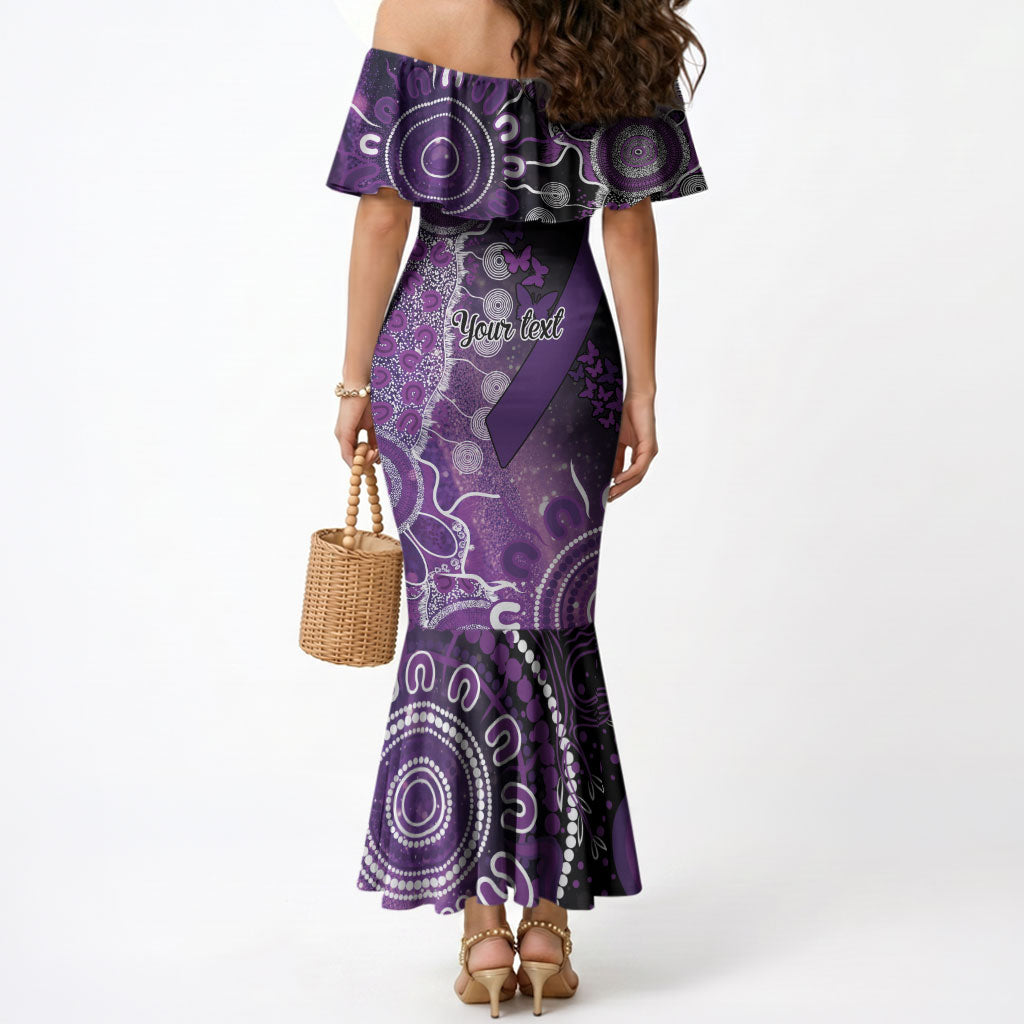 Australia Domestic Violence Support Personalised Mermaid Dress Aboriginal Ribbon Dot Painting