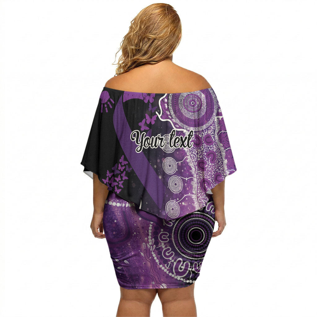 Australia Domestic Violence Support Personalised Off Shoulder Short Dress Aboriginal Ribbon Dot Painting