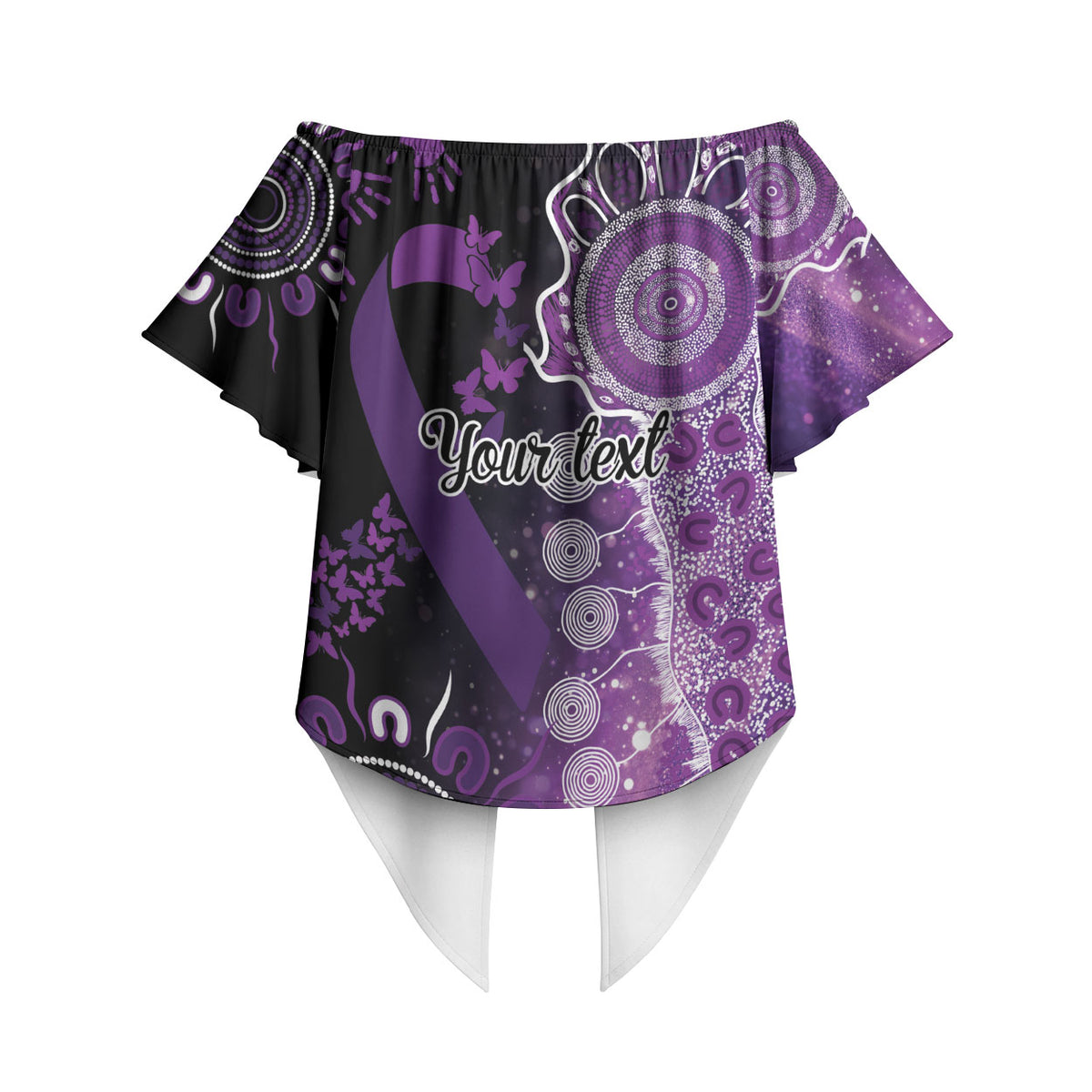 Australia Domestic Violence Support Personalised Off Shoulder Wrap Waist Top Aboriginal Ribbon Dot Painting