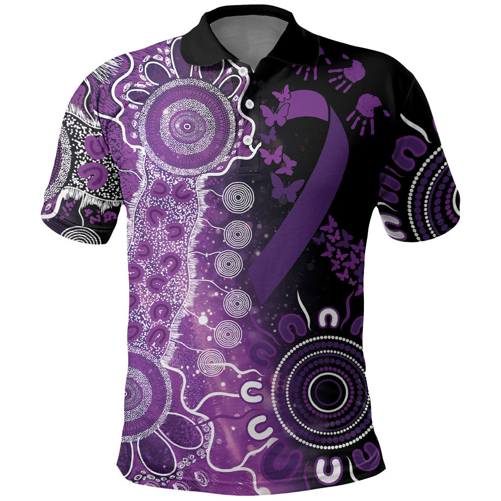 Australia Domestic Violence Support Personalised Polo Shirt Aboriginal Ribbon Dot Painting
