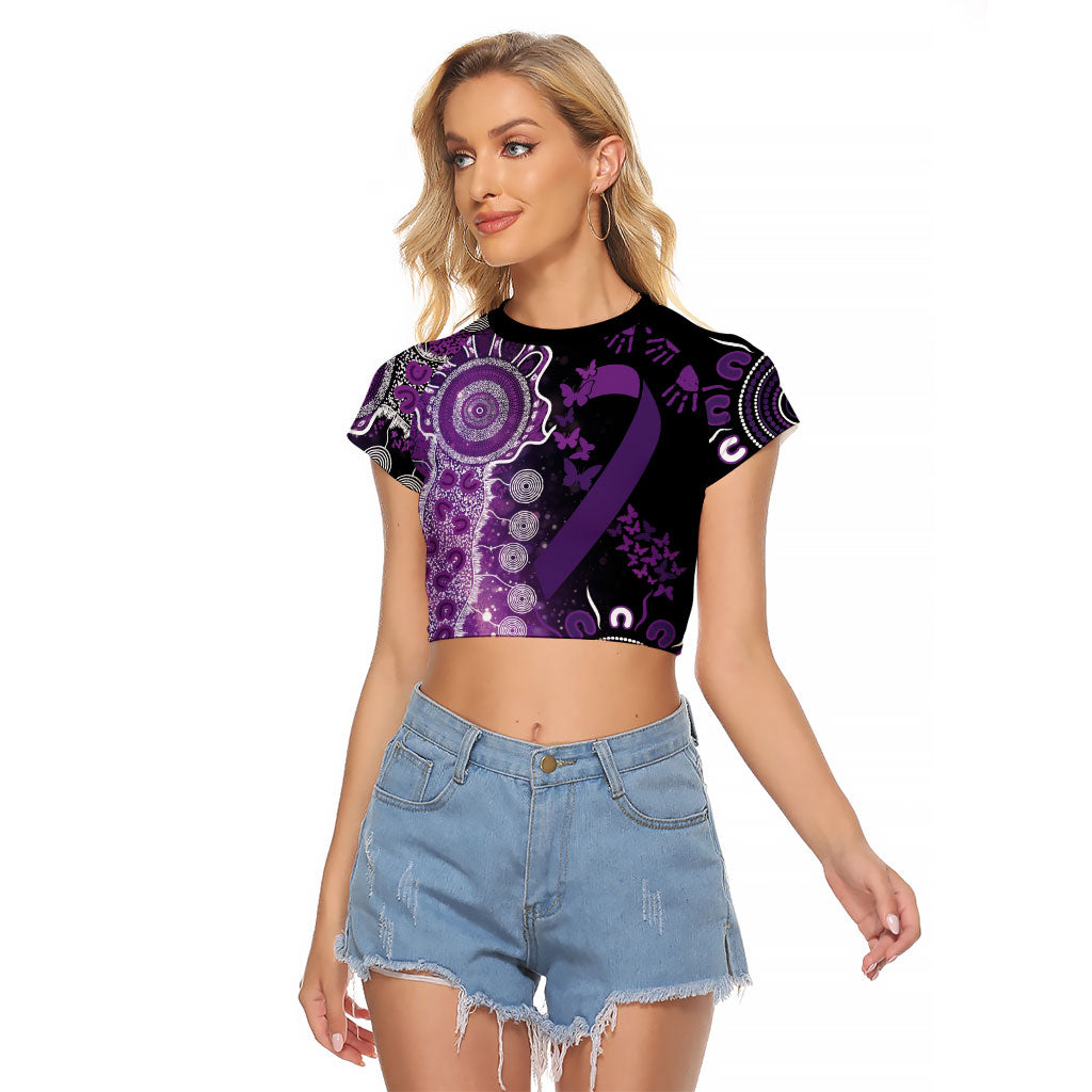 Australia Domestic Violence Support Personalised Raglan Cropped T Shirt Aboriginal Ribbon Dot Painting