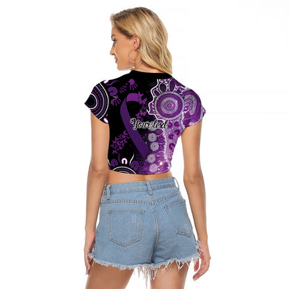 Australia Domestic Violence Support Personalised Raglan Cropped T Shirt Aboriginal Ribbon Dot Painting
