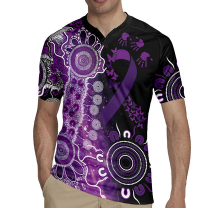 Australia Domestic Violence Support Personalised Rugby Jersey Aboriginal Ribbon Dot Painting