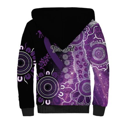 Australia Domestic Violence Support Personalised Sherpa Hoodie Aboriginal Ribbon Dot Painting