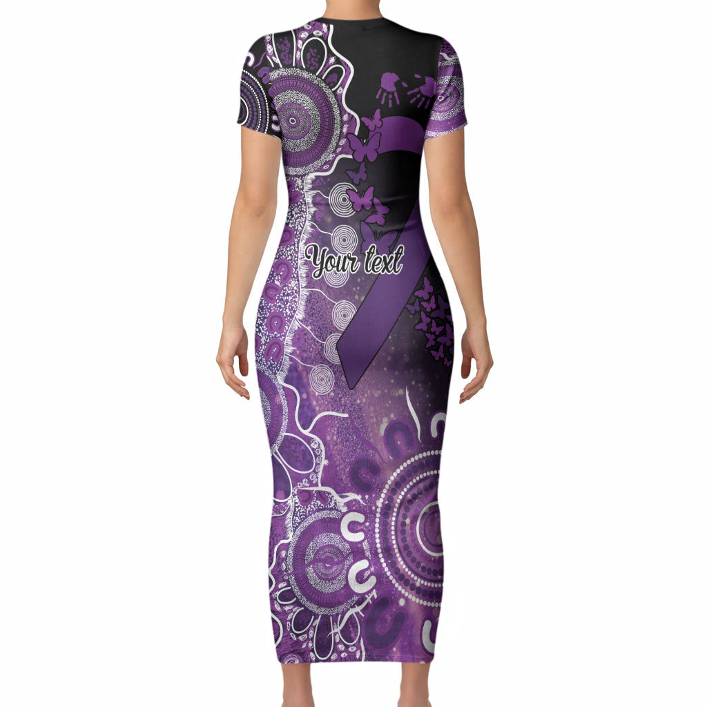 Australia Domestic Violence Support Personalised Short Sleeve Bodycon Dress Aboriginal Ribbon Dot Painting