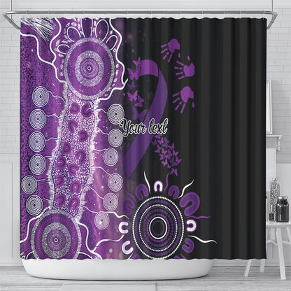 Australia Domestic Violence Support Personalised Shower Curtain Aboriginal Ribbon Dot Painting