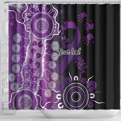 Australia Domestic Violence Support Personalised Shower Curtain Aboriginal Ribbon Dot Painting