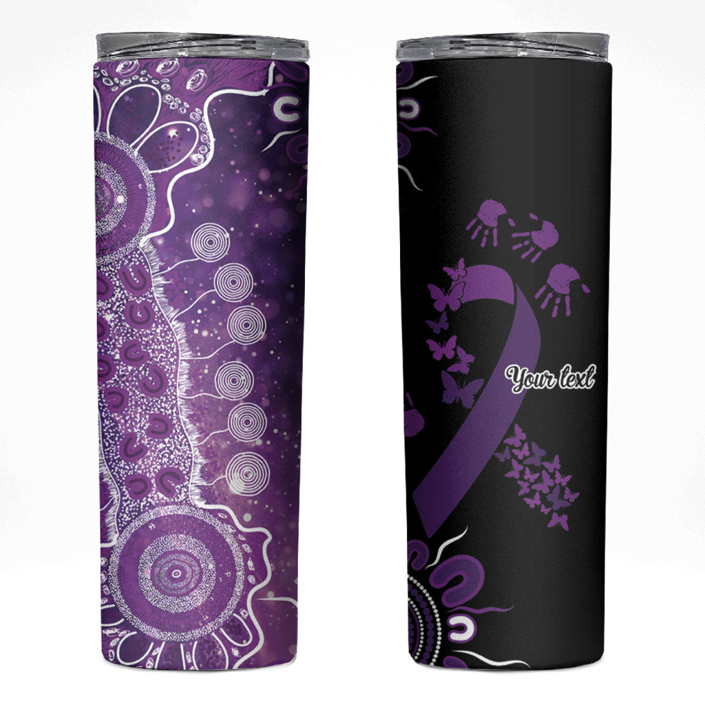 Australia Domestic Violence Support Personalised Skinny Tumbler Aboriginal Ribbon Dot Painting