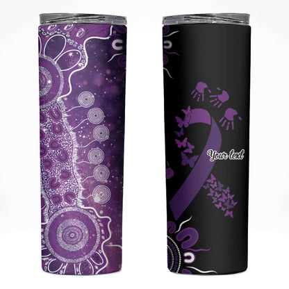 Australia Domestic Violence Support Personalised Skinny Tumbler Aboriginal Ribbon Dot Painting