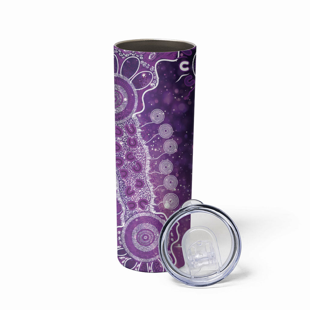Australia Domestic Violence Support Personalised Skinny Tumbler Aboriginal Ribbon Dot Painting