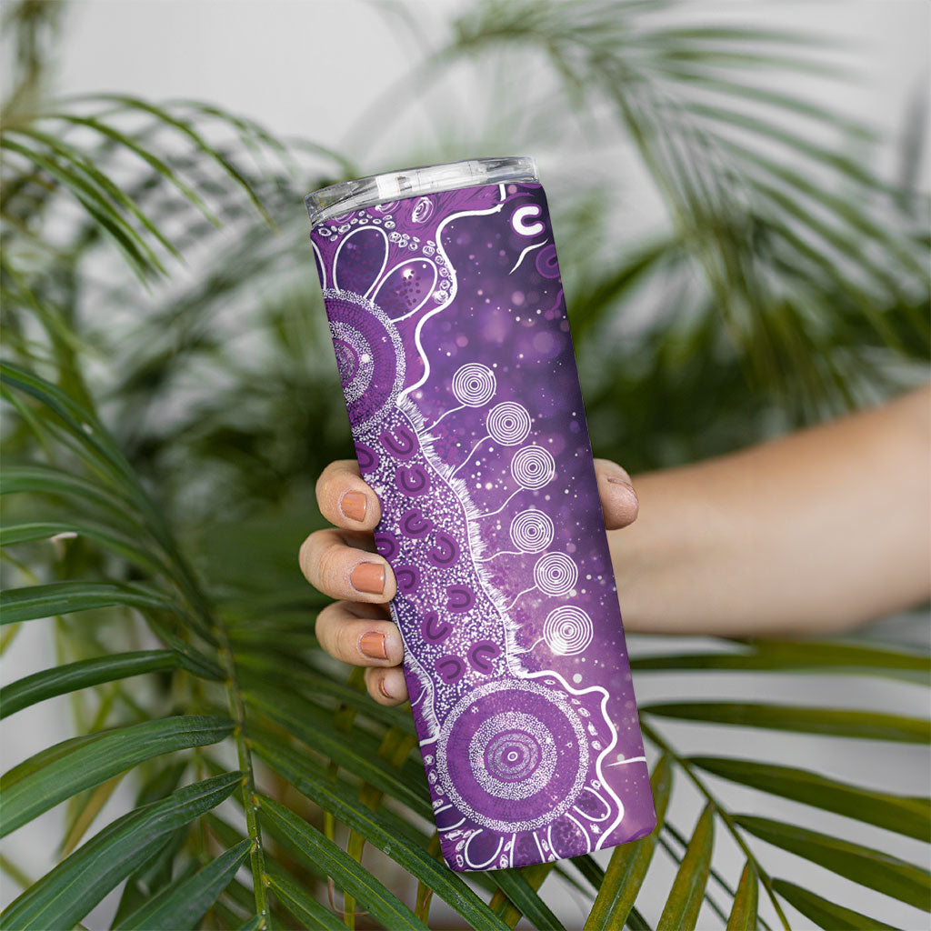 Australia Domestic Violence Support Personalised Skinny Tumbler Aboriginal Ribbon Dot Painting