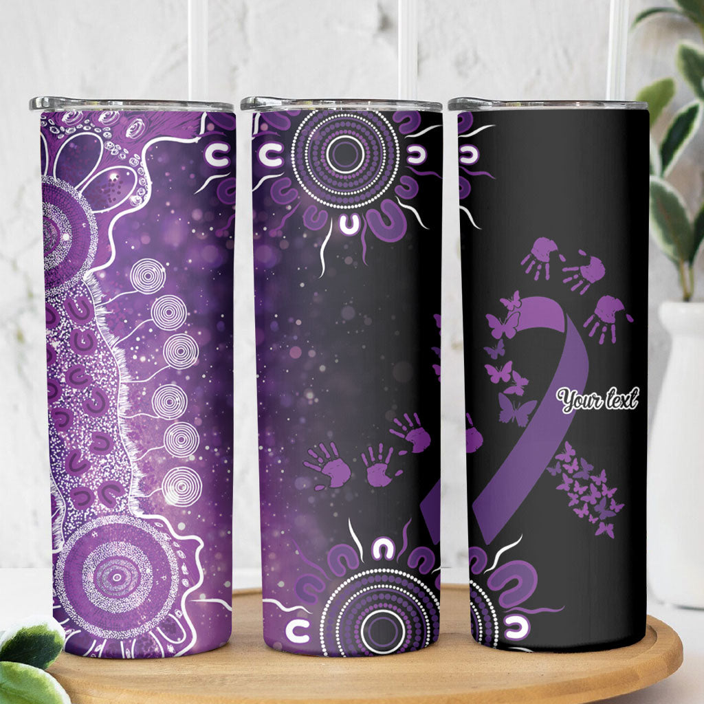 Australia Domestic Violence Support Personalised Skinny Tumbler Aboriginal Ribbon Dot Painting