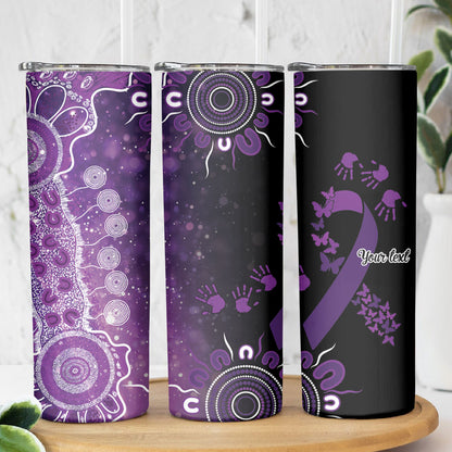 Australia Domestic Violence Support Personalised Skinny Tumbler Aboriginal Ribbon Dot Painting