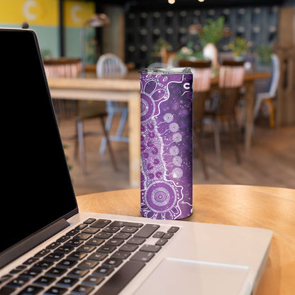 Australia Domestic Violence Support Personalised Skinny Tumbler Aboriginal Ribbon Dot Painting