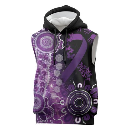 Australia Domestic Violence Support Personalised Sleeveless Hoodie Aboriginal Ribbon Dot Painting