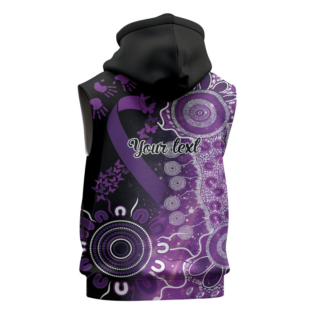 Australia Domestic Violence Support Personalised Sleeveless Hoodie Aboriginal Ribbon Dot Painting