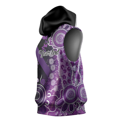 Australia Domestic Violence Support Personalised Sleeveless Hoodie Aboriginal Ribbon Dot Painting