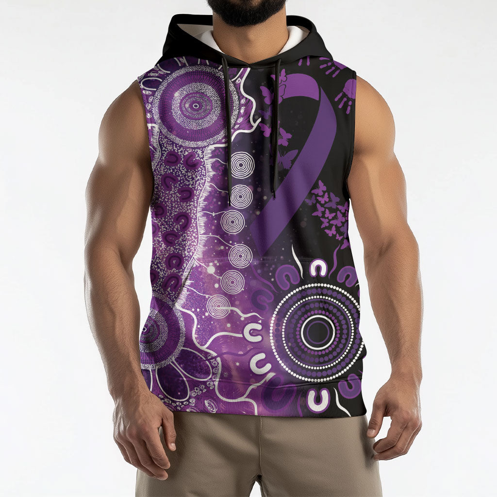 Australia Domestic Violence Support Personalised Sleeveless Hoodie Aboriginal Ribbon Dot Painting