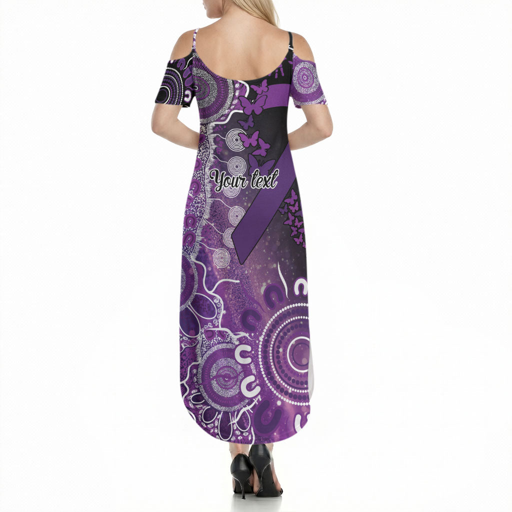 Australia Domestic Violence Support Personalised Summer Maxi Dress Aboriginal Ribbon Dot Painting