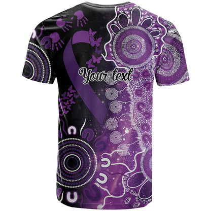Australia Domestic Violence Support Personalised T Shirt Aboriginal Ribbon Dot Painting