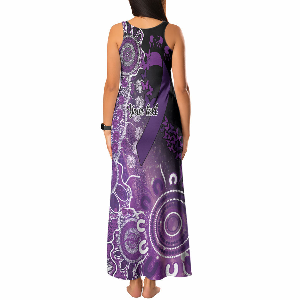 Australia Domestic Violence Support Personalised Tank Maxi Dress Aboriginal Ribbon Dot Painting