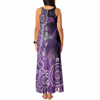 Australia Domestic Violence Support Personalised Tank Maxi Dress Aboriginal Ribbon Dot Painting