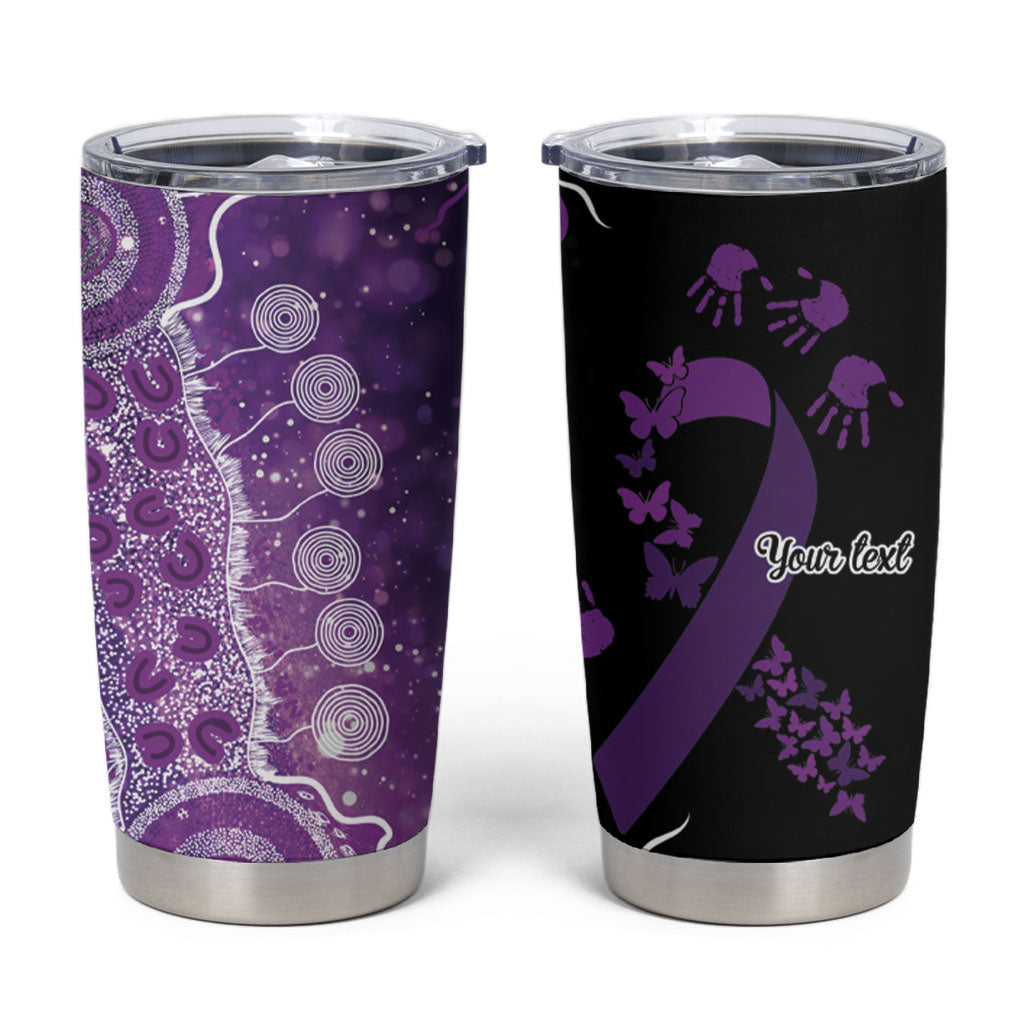 Australia Domestic Violence Support Personalised Tumbler Cup Aboriginal Ribbon Dot Painting