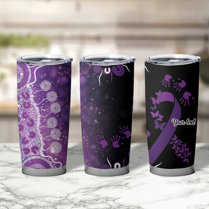 Australia Domestic Violence Support Personalised Tumbler Cup Aboriginal Ribbon Dot Painting