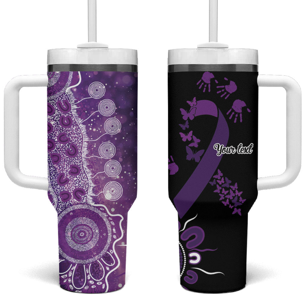 Australia Domestic Violence Support Personalised Tumbler With Handle Aboriginal Ribbon Dot Painting