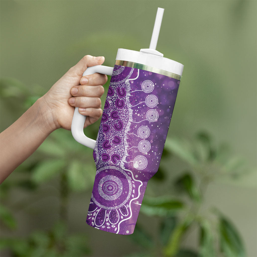 Australia Domestic Violence Support Personalised Tumbler With Handle Aboriginal Ribbon Dot Painting
