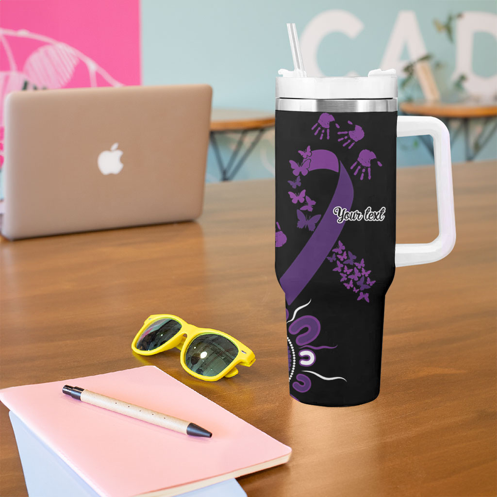 Australia Domestic Violence Support Personalised Tumbler With Handle Aboriginal Ribbon Dot Painting
