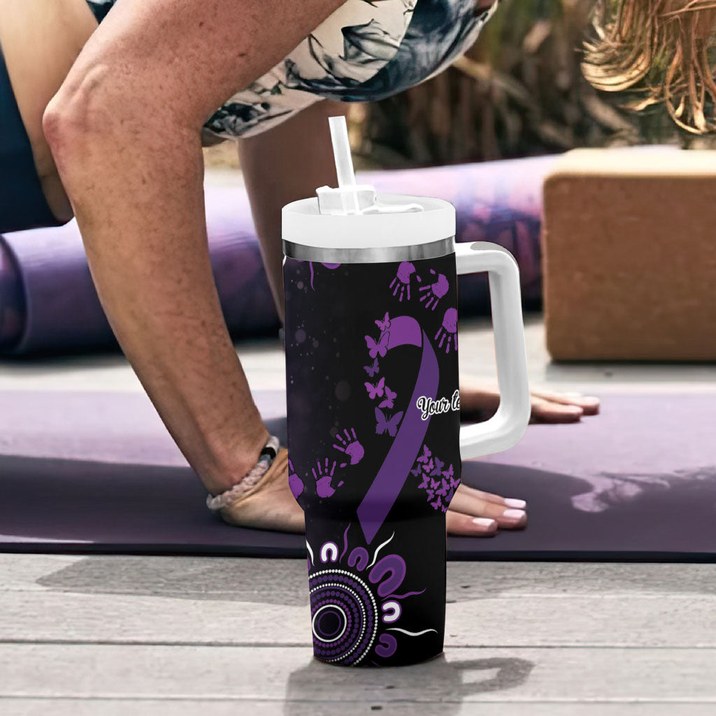 Australia Domestic Violence Support Personalised Tumbler With Handle Aboriginal Ribbon Dot Painting