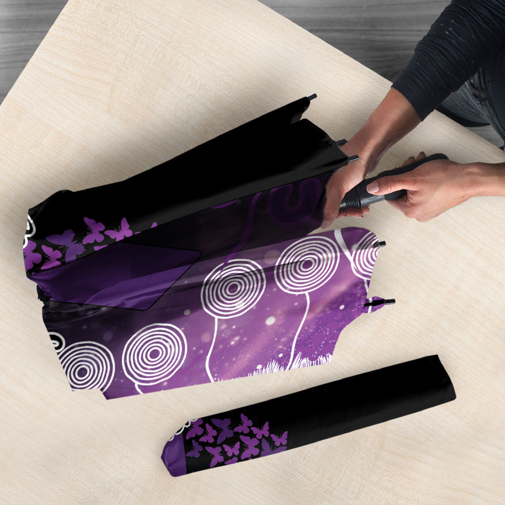Australia Domestic Violence Support Personalised Umbrella Aboriginal Ribbon Dot Painting