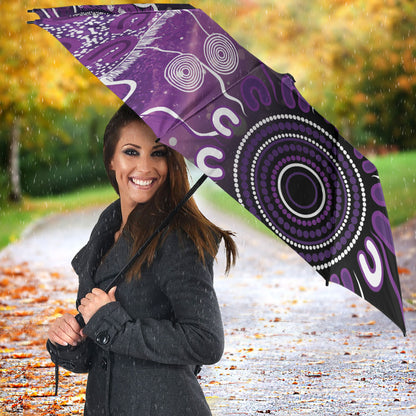 Australia Domestic Violence Support Personalised Umbrella Aboriginal Ribbon Dot Painting