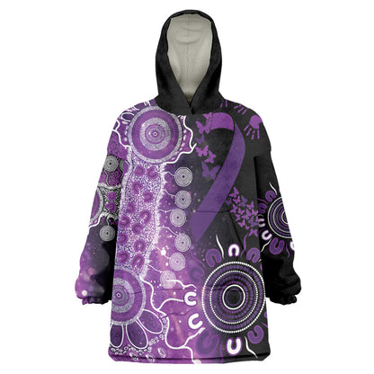 Australia Domestic Violence Support Personalised Wearable Blanket Hoodie Aboriginal Ribbon Dot Painting