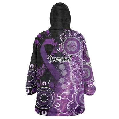 Australia Domestic Violence Support Personalised Wearable Blanket Hoodie Aboriginal Ribbon Dot Painting