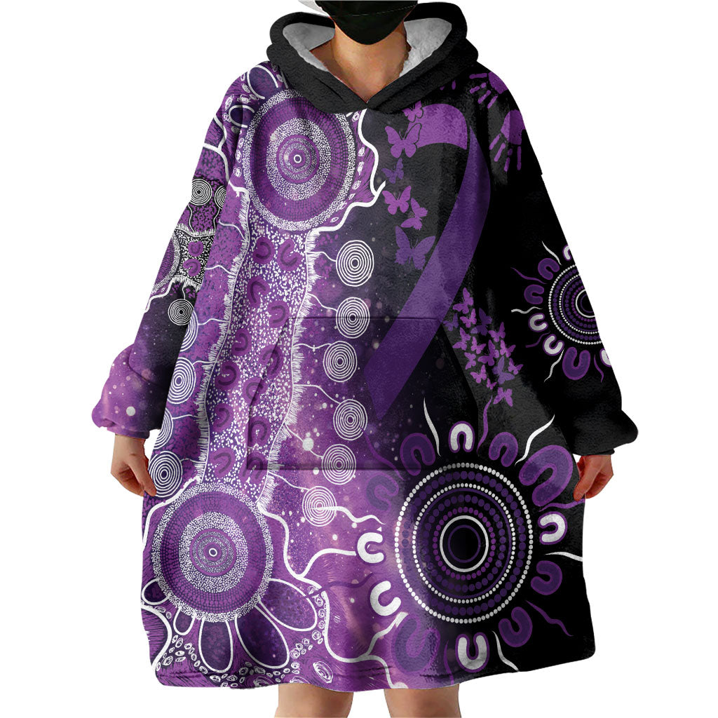 Australia Domestic Violence Support Personalised Wearable Blanket Hoodie Aboriginal Ribbon Dot Painting