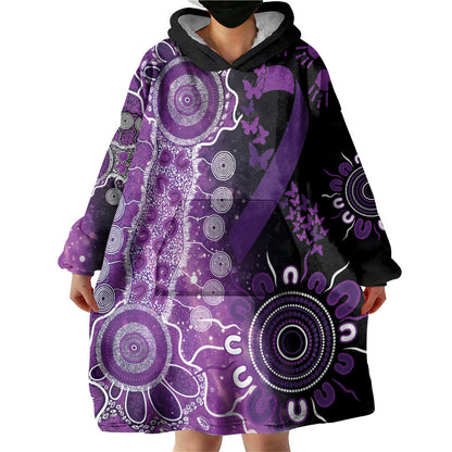 Australia Domestic Violence Support Personalised Wearable Blanket Hoodie Aboriginal Ribbon Dot Painting