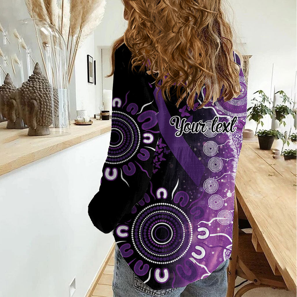 Australia Domestic Violence Support Personalised Women Casual Shirt Aboriginal Ribbon Dot Painting