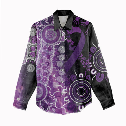Australia Domestic Violence Support Personalised Women Casual Shirt Aboriginal Ribbon Dot Painting