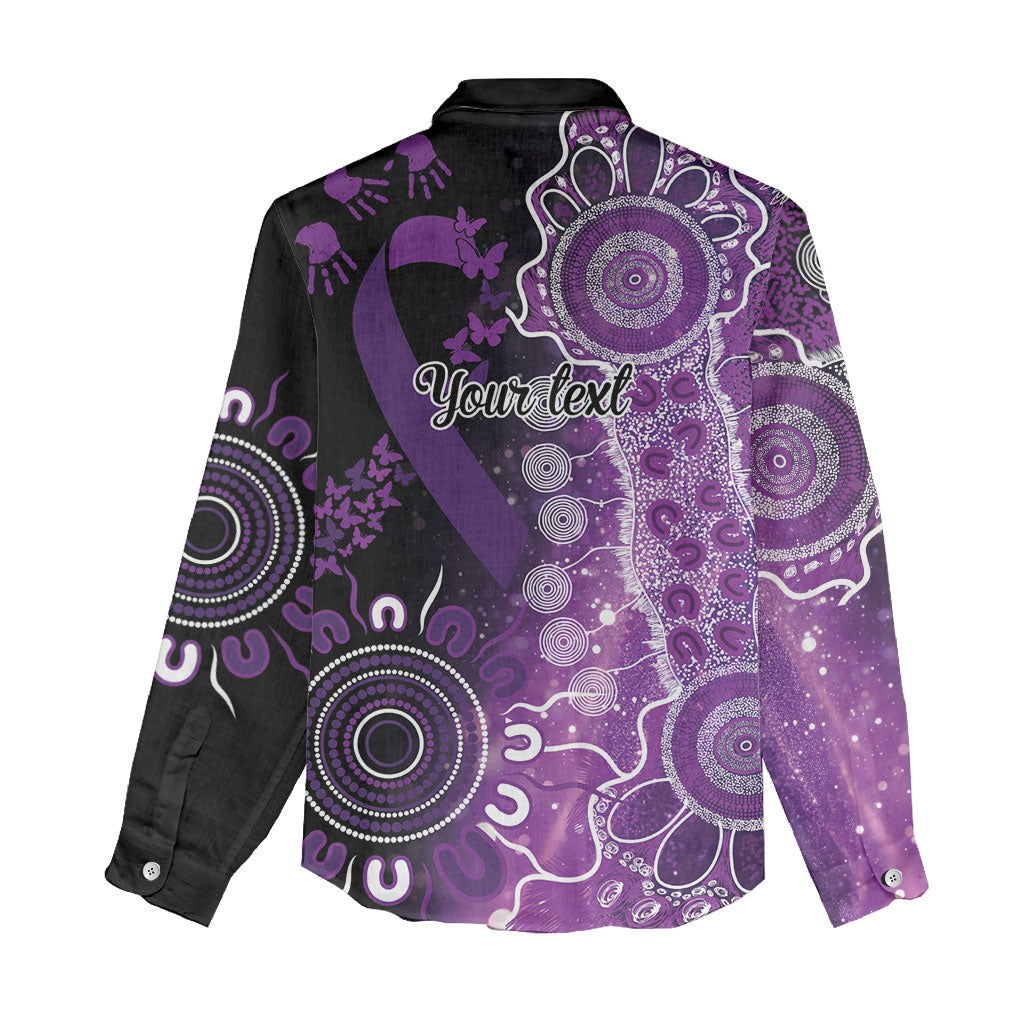Australia Domestic Violence Support Personalised Women Casual Shirt Aboriginal Ribbon Dot Painting
