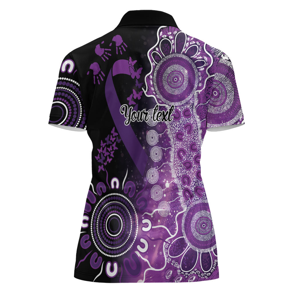 Australia Domestic Violence Support Personalised Women Polo Shirt Aboriginal Ribbon Dot Painting