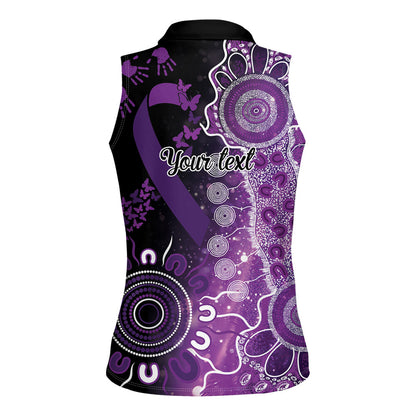 Australia Domestic Violence Support Personalised Women Sleeveless Polo Shirt Aboriginal Ribbon Dot Painting
