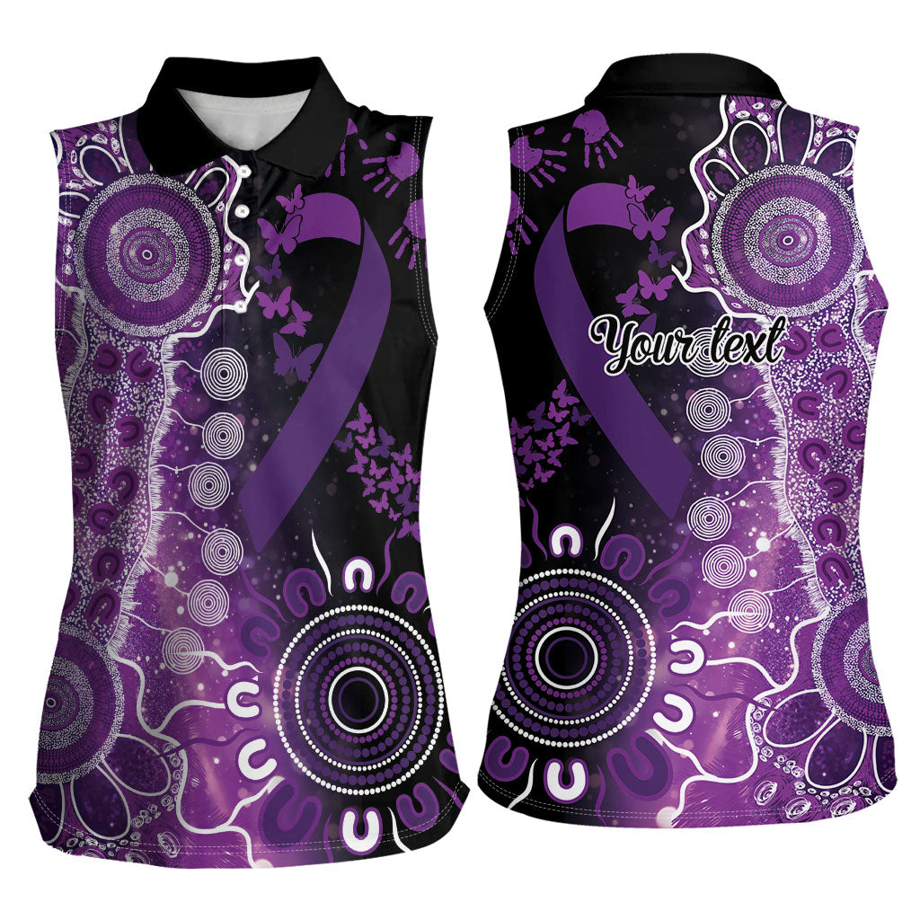 Australia Domestic Violence Support Personalised Women Sleeveless Polo Shirt Aboriginal Ribbon Dot Painting
