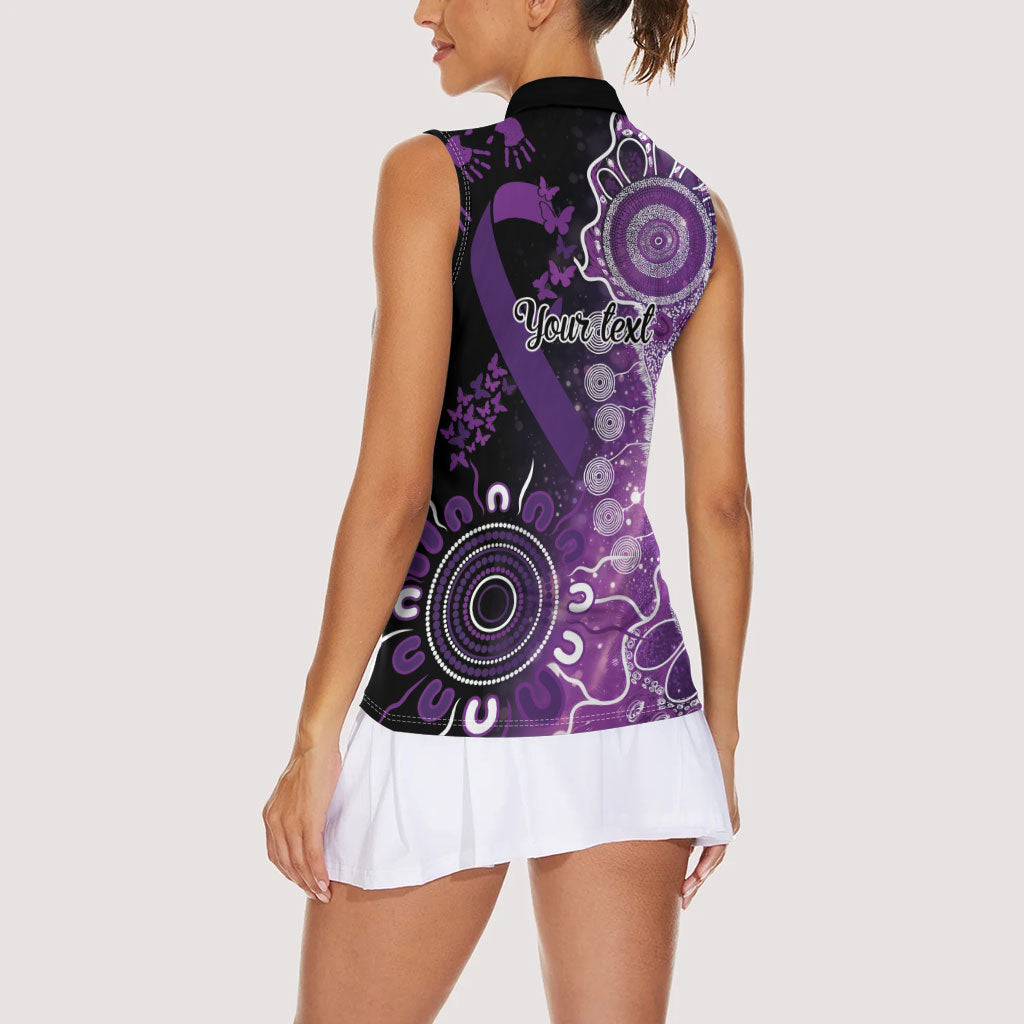 Australia Domestic Violence Support Personalised Women Sleeveless Polo Shirt Aboriginal Ribbon Dot Painting