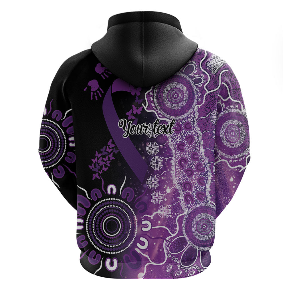 Australia Domestic Violence Support Personalised Zip Hoodie Aboriginal Ribbon Dot Painting