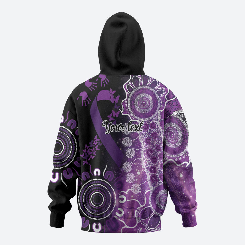 Australia Domestic Violence Support Personalised Zip Hoodie Aboriginal Ribbon Dot Painting