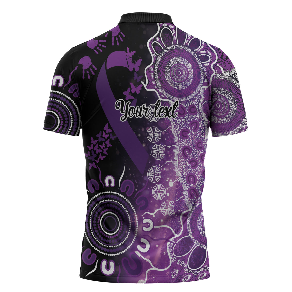 Australia Domestic Violence Support Personalised Zipper Polo Shirt Aboriginal Ribbon Dot Painting